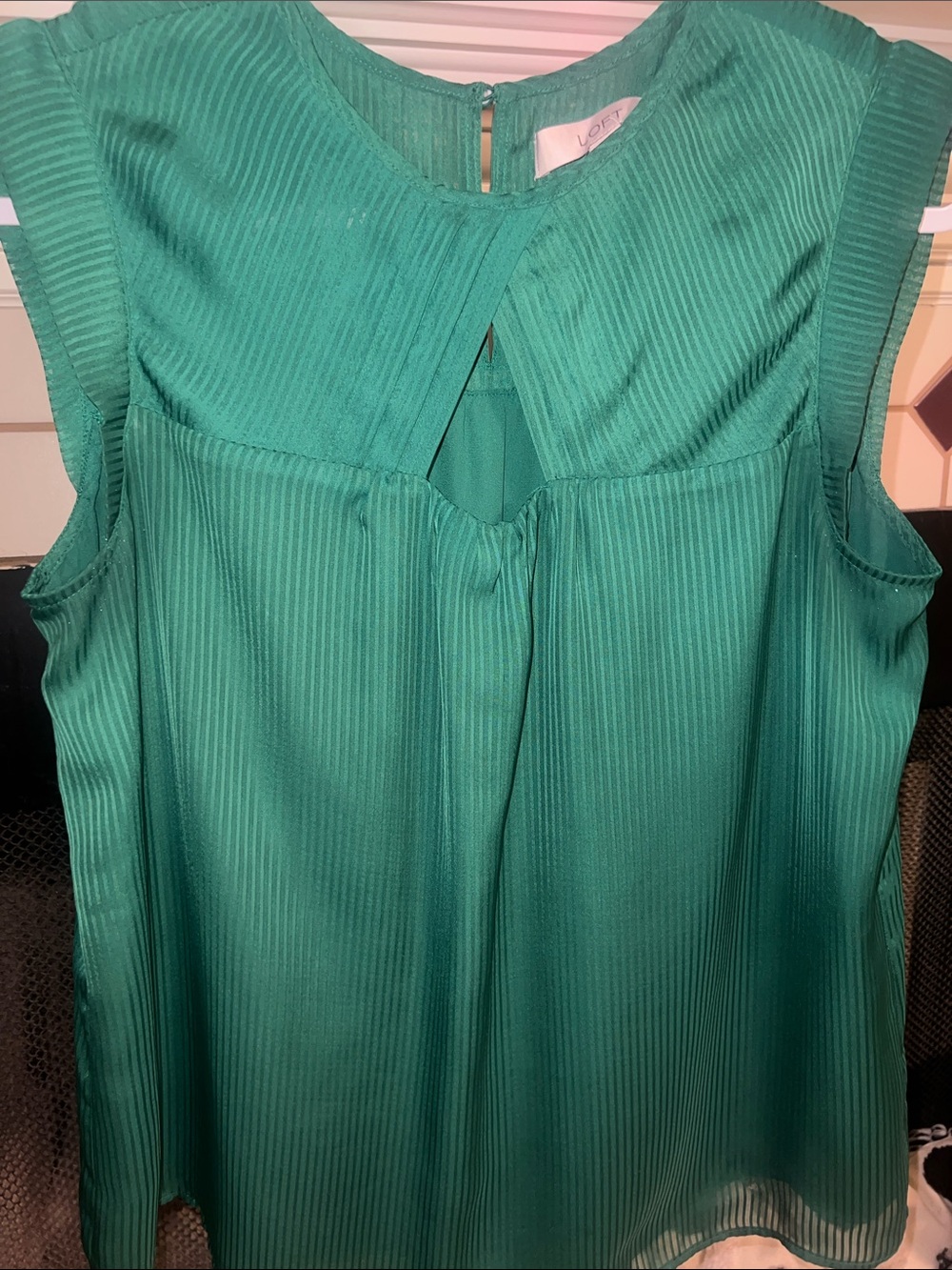 LOFT Emerald Green Sleeveless Mock Neck Blouse